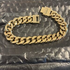 NWT Men’s 14K Yellow Gold Plated Cuban Bracelet-13mm
